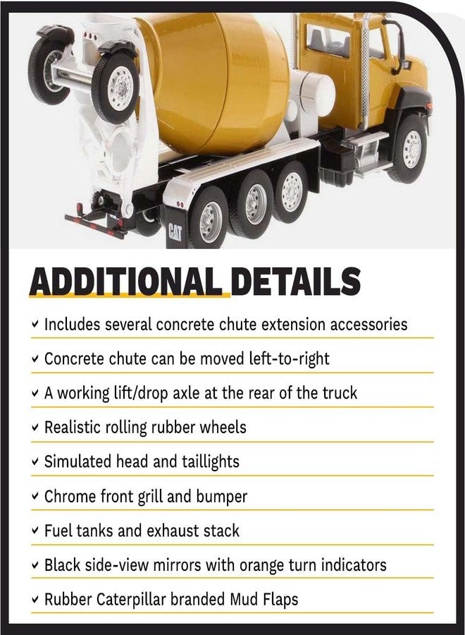 Diecast Masters 1:64 Caterpillar CT660 McNeilus Bridgemaster Concrete-Mixer - Diecast Masters - 85632 - Play & Collect - Image 5